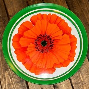 Vintage Hallmark Poppy Flower tin serving tray